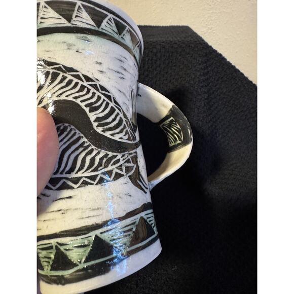Vintage Handmade Native American Etched Artist Signed Coffee Cup Mug ?Navajo - Picture 10 of 12